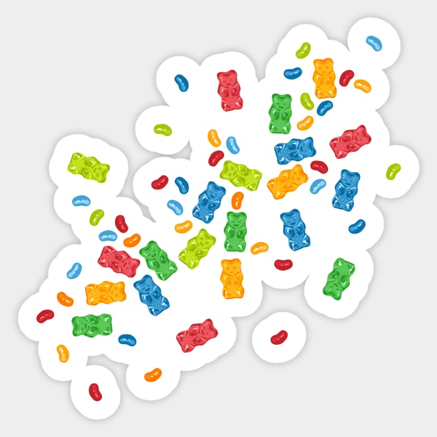 Jelly Beans & Gummy Bears Explosion Sticker by XOOXOO